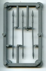 Spears 4.8cm long. Set of 3 on a sprue. Fantastic looking spear heads and include buttspike